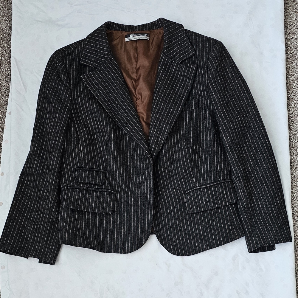 Rinascimiento ITALIAN Elegant Black Pinstripe Blazer L